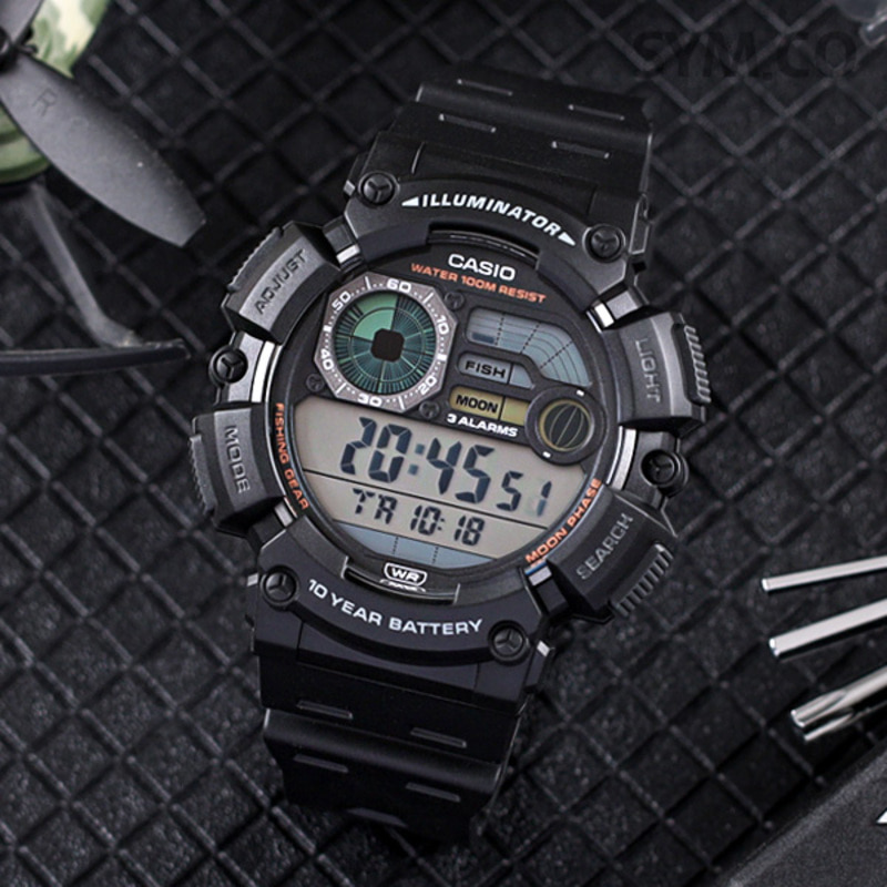 카시오 남성용 우레탄 전자 시계. WS-1500H-1A